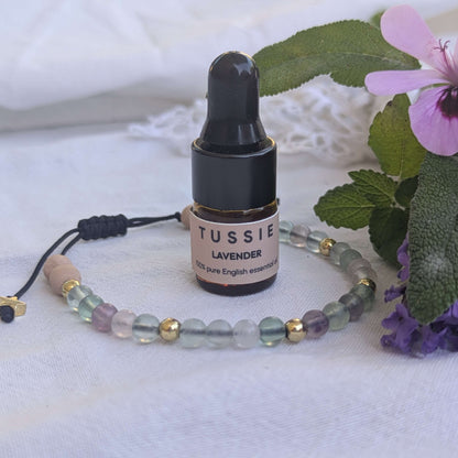 Green and Purple Fluorite Aromatherapy Bracelet
