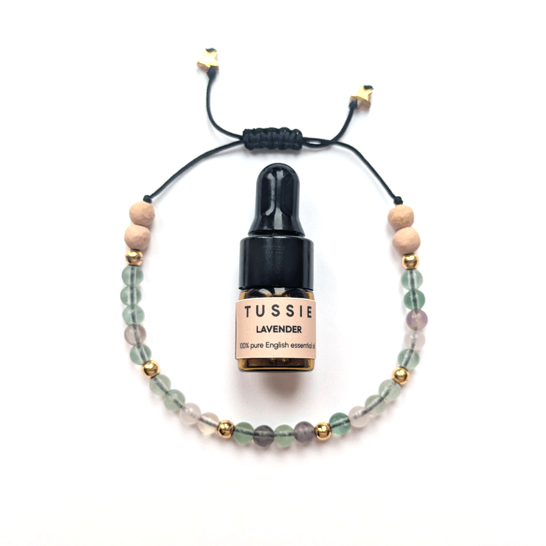 Green and Purple Fluorite Aromatherapy Bracelet