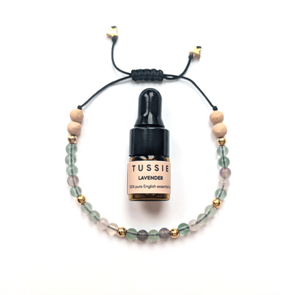 Green and Purple Fluorite Aromatherapy Bracelet